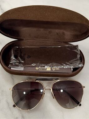 Tom Ford Men’s Gold Frame Sunglasses with Brown Lenses